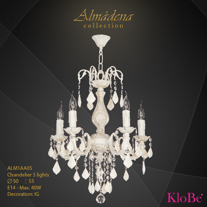 ALM1AA05- Chandelier 5 L  Almadena collection KloBe Classic