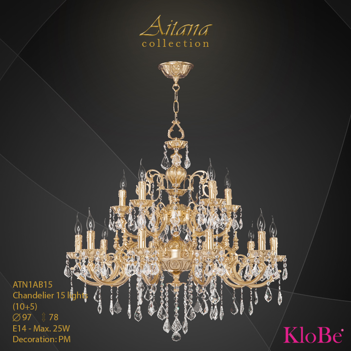 ATN1AB15- Chandelier 15 L  Aitana collection KloBe Classic
