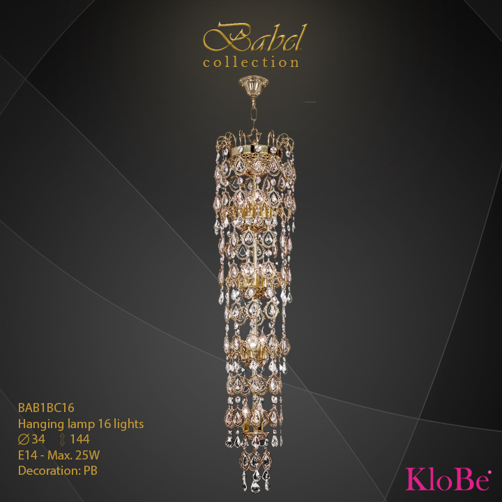 BAB1BC16 - Hanging lamp 16 L  Babel collection KloBe Classic