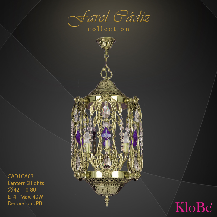 CAD1CA03 -Lantern 3 L Faroles collection KloBe Classic