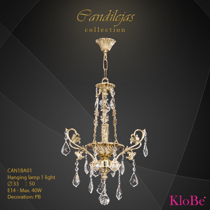 CAN1BA01 - Hanging Lamp 1 L Candilejas collection KloBe Classic