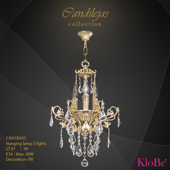 CAN1BA03 - Hanging Lamp 3 L Candilejas collection KloBe Classic