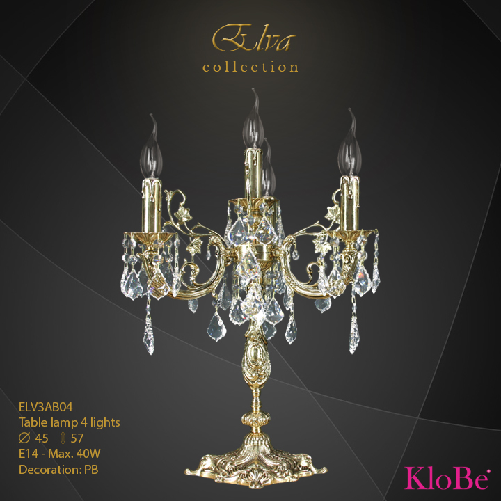 ELV3AB04 - Table lamp 4 L Elva collection KloBe Classic