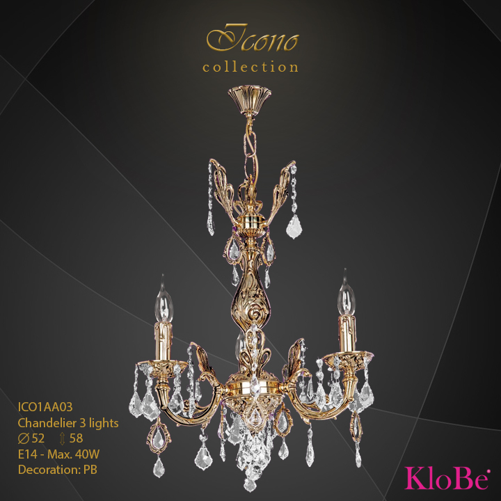 ICO1AA03 - Chandelier 3 L Icono collection KloBe Classic