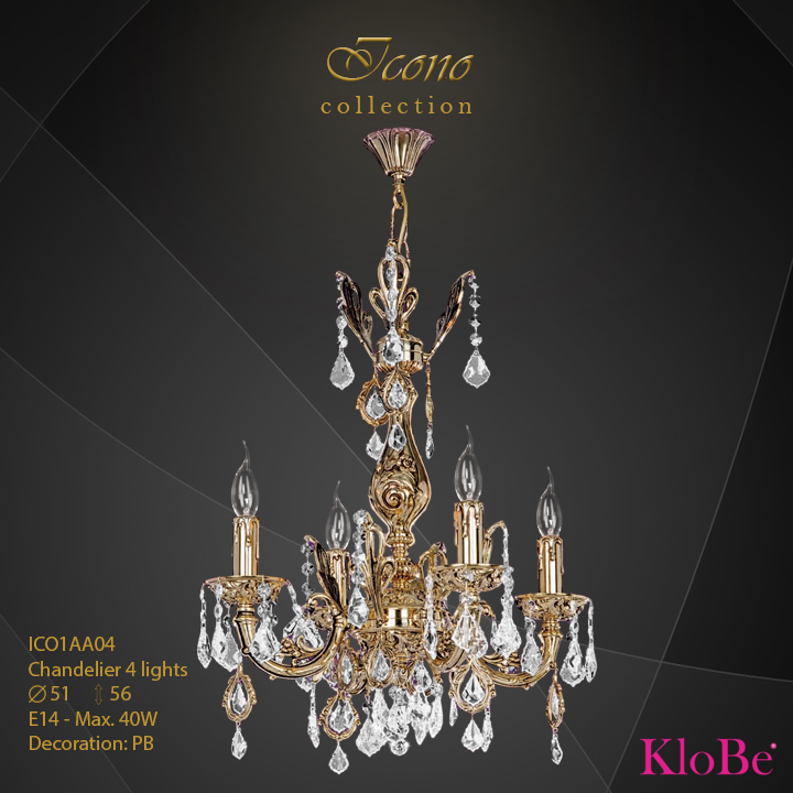 ICO1AA04 - Chandelier 4 L Icono collection KloBe Classic