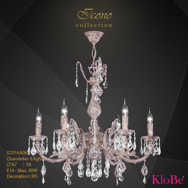 ICO1AA06 - Chandelier 6 L Icono collection KloBe Classic