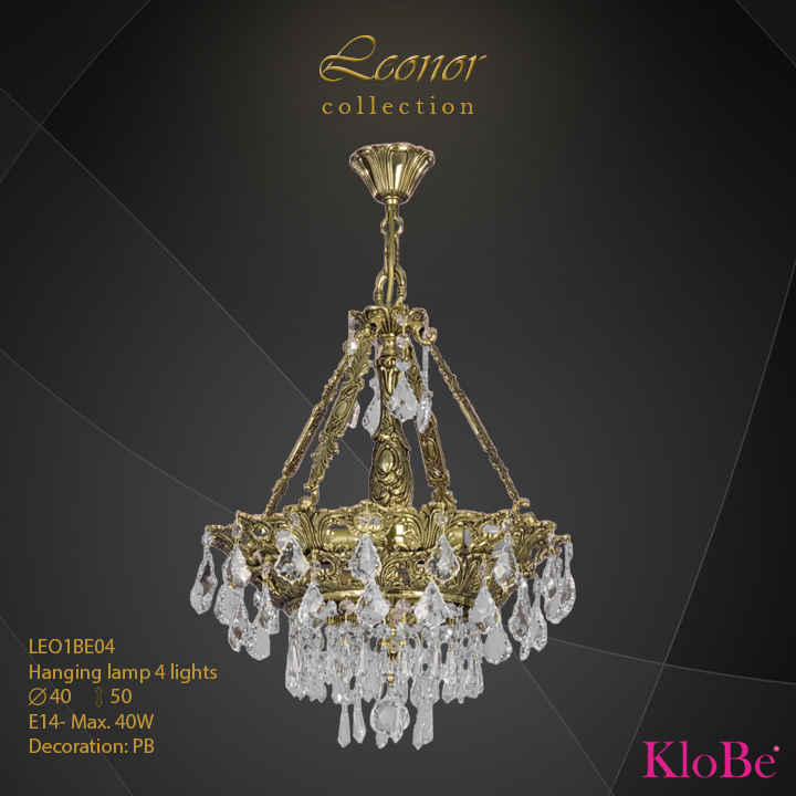 LEO1BE04 - Hanging lamp 4 L Leonor collection KloBe Classic