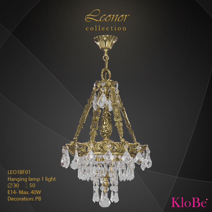 LEO1BF01- Hanging lamp 1 L Leonor collection KloBe Classic