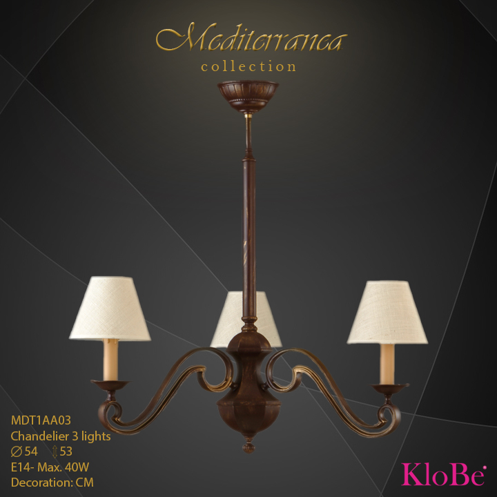 MDT1AA03 (CM) - CHANDELIER  3L  Mediterranea collection KloBe Classic