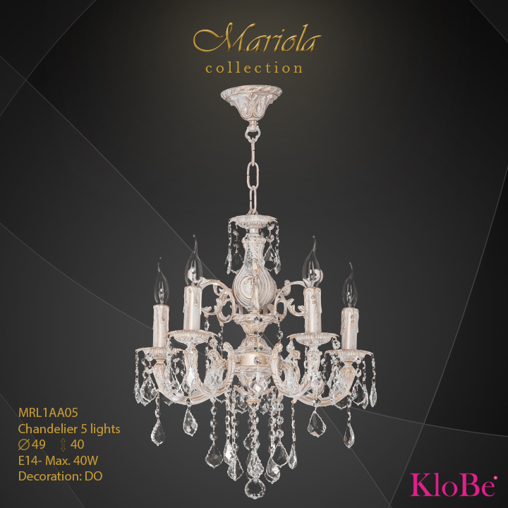 MRL1AA05 -Chandelier 5 L Mariola collection KloBe Classic