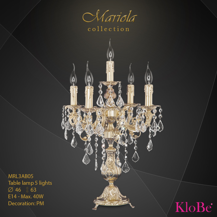 MRL3AB05 -Table Lamp 5 L Mariola collection KloBe Classic