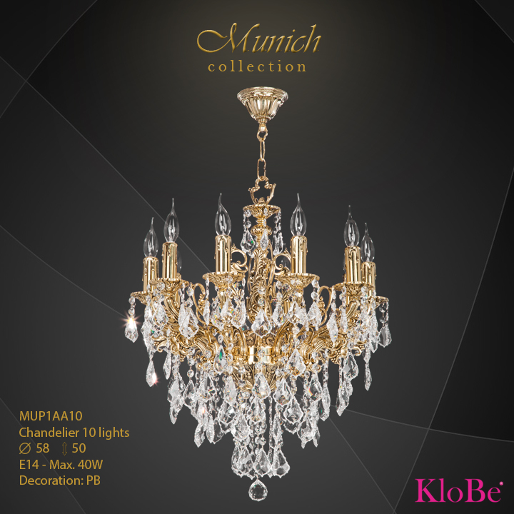 MUP1AA10 - Chandelier 10 L  Munich collection KloBe Classic