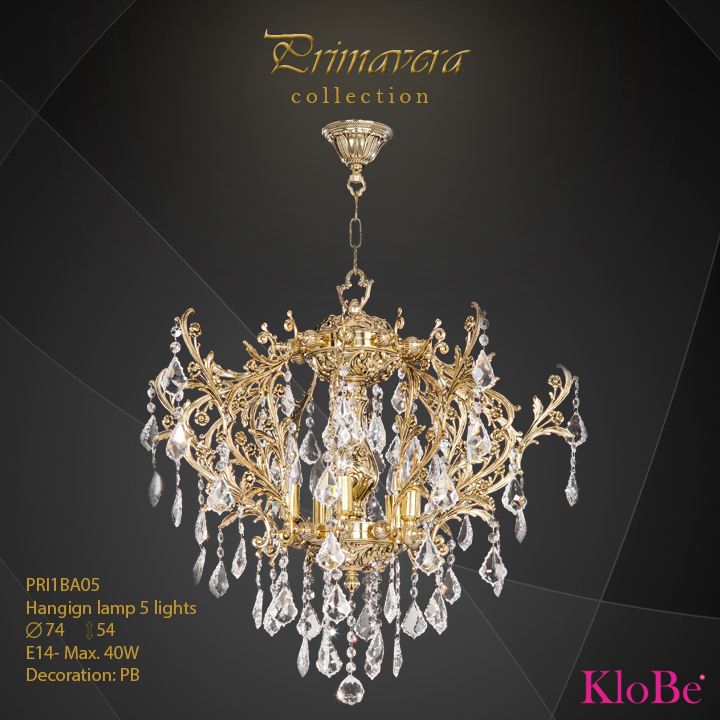PRI1BA05 - Hanging lamp 5 L Primavera collection KloBe Classic