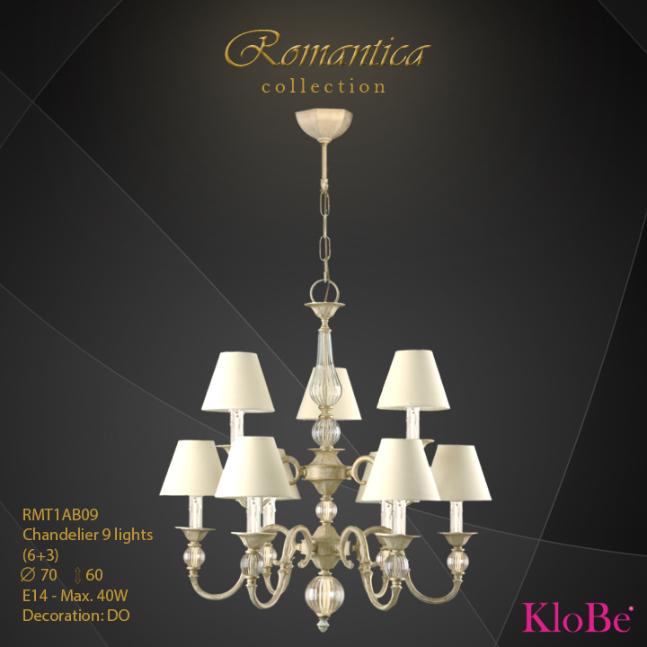 RMT1AB09 (DO) - CHANDELIER  9L  Romantica collection KloBe Classic