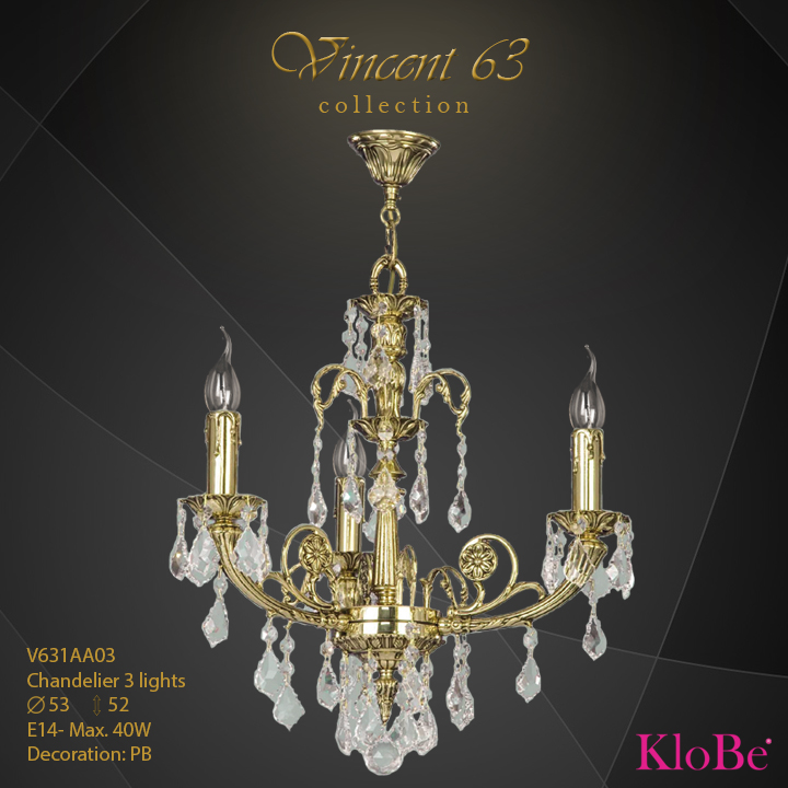 V631AA03 -CHANDELIER 3L   v.63 collection KloBe Classic