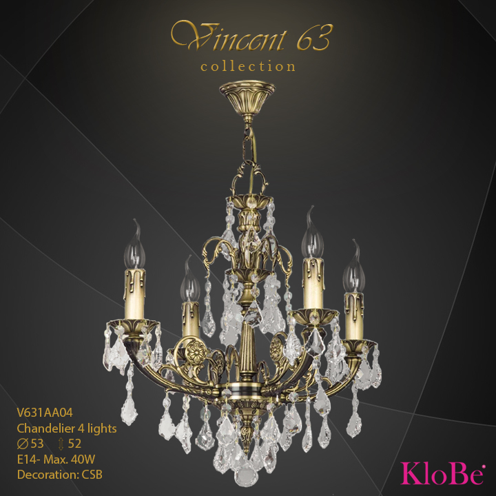 V631AA04 -CHANDELIER 4L   v.63 collection KloBe Classic