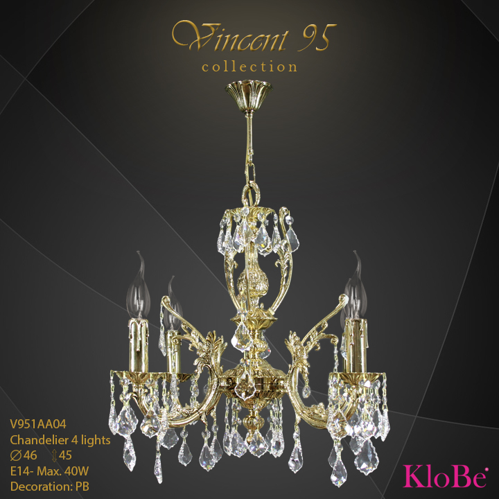 V951AA04 - CHANDELIER 4L V95 collection KloBe Classic