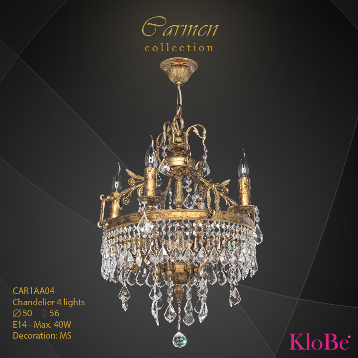 CAR1AA04 - Chandelier 4 L Carmen collection KloBe Classic