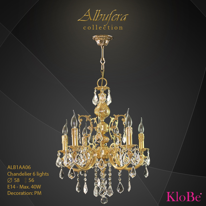 ALB1AA06- Chandelier 6 L  ALBUFERA collection KloBe Classic