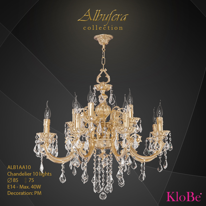 ALB1AA10- Chandelier 10 L  ALBUFERA collection KloBe Classic