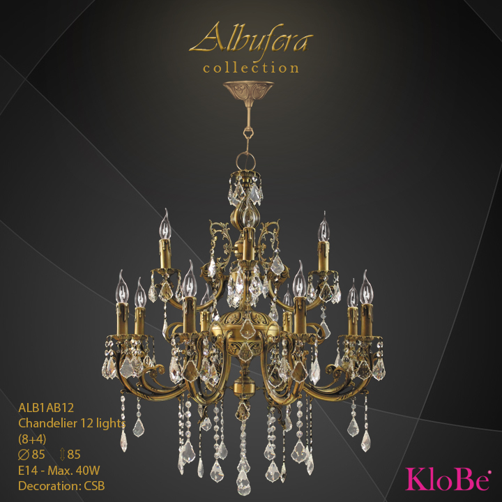 ALB1AB12- Chandelier 12 L  ALBUFERA collection KloBe Classic