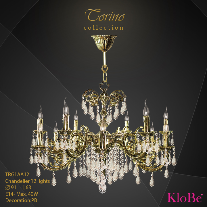 TRG1AA12  - CHANDELIER  12L  Torino collection KloBe Classic