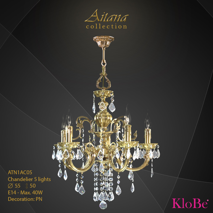 Luminaria de araña 5 luces modelo pequeño - colección Aitana - KloBe Classic