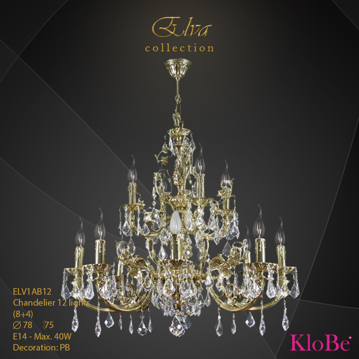 Luminaria de araña 12 luces - Colección Elva - KloBe Classic