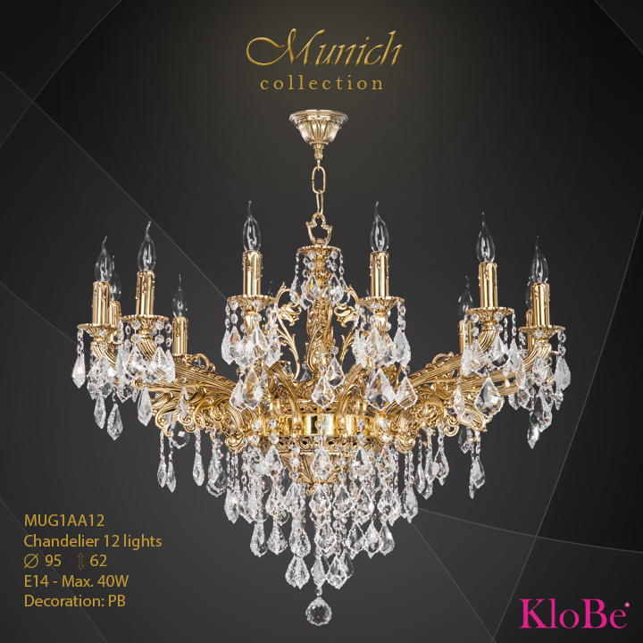 Luminaria de araña 12 luces - colección Munich - KloBe Classic