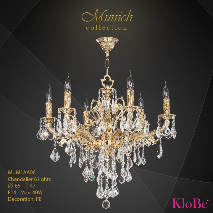 Luminaria de araña 6 luces - colección Munich - KloBe Classic