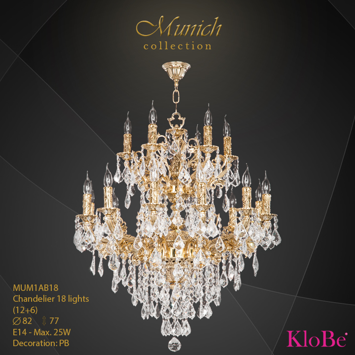 Luminaria de araña 18 luces - colección Munich - KloBe Classic