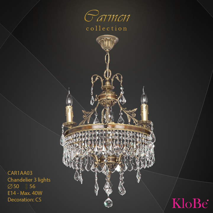 Luminaria de araña de 3 luces - Colección Carmen - KloBe Classic