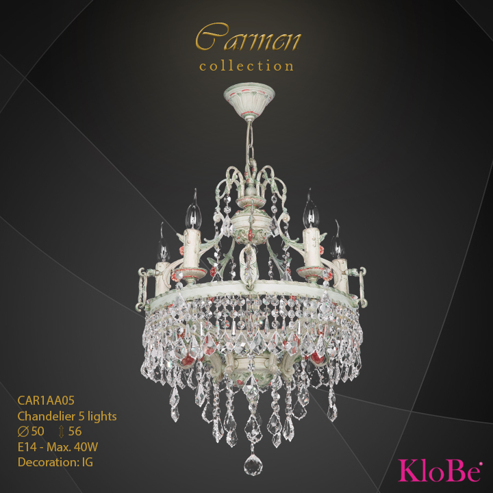 Luminaria de araña de 5 luces - Colección Carmen - KloBe Classic