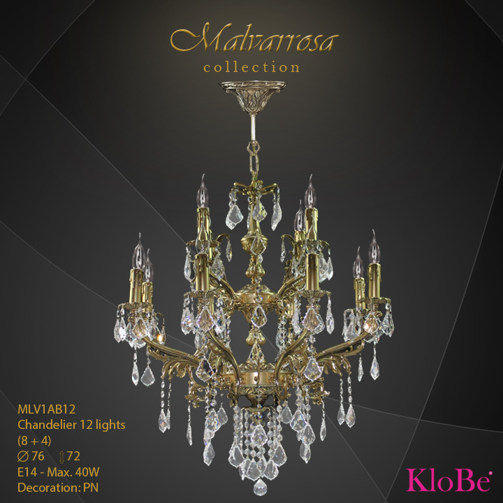 Luminaria de araña 12 luces - Colección Malvarrosa - KloBe Classic