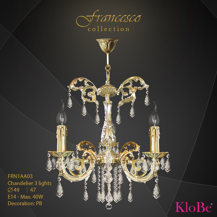 Luminaria de araña 3 luces - Colección Francesco - KloBe Classic