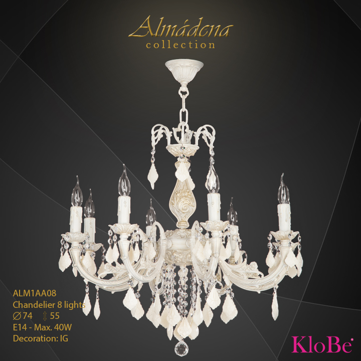 ALM1AA08- Chandelier 8 L  Almadena collection KloBe Classic