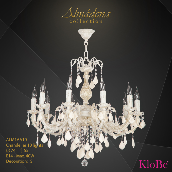 ALM1AA10- Chandelier 10 L  Almadena collection KloBe Classic