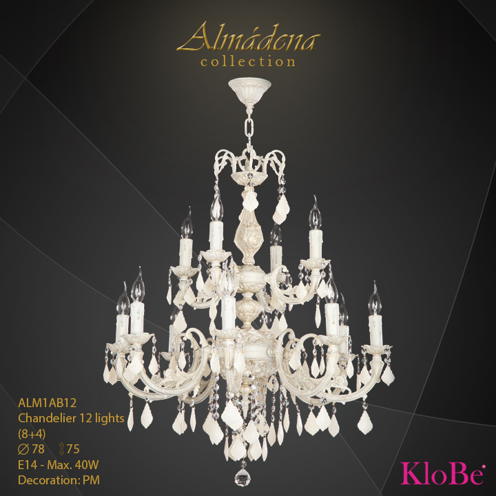 ALM1AB12- Chandelier 12 L  Almadena collection KloBe Classic