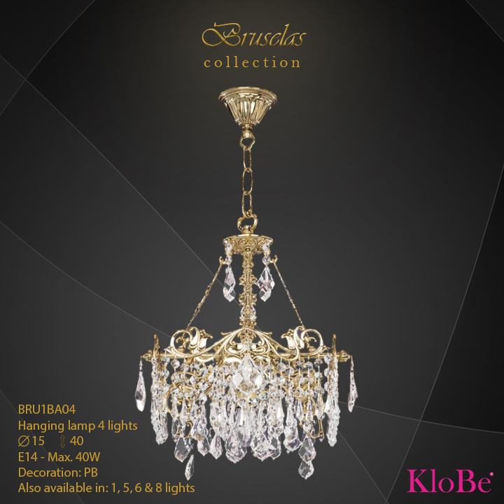 BRU1BA04 - Hanging lamp 4 L  Bruselas collection KloBe Classic