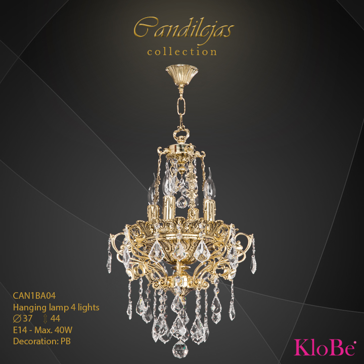 CAN1BA04 - Hanging Lamp 4 L Candilejas collection KloBe Classic