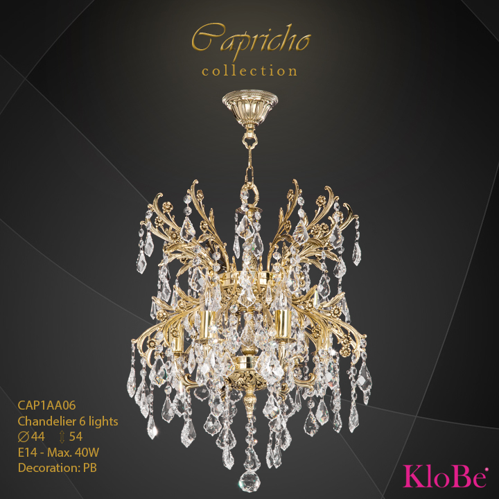 CAP1AA06 - Chandelier 6 L Capricho collection KloBe Classic