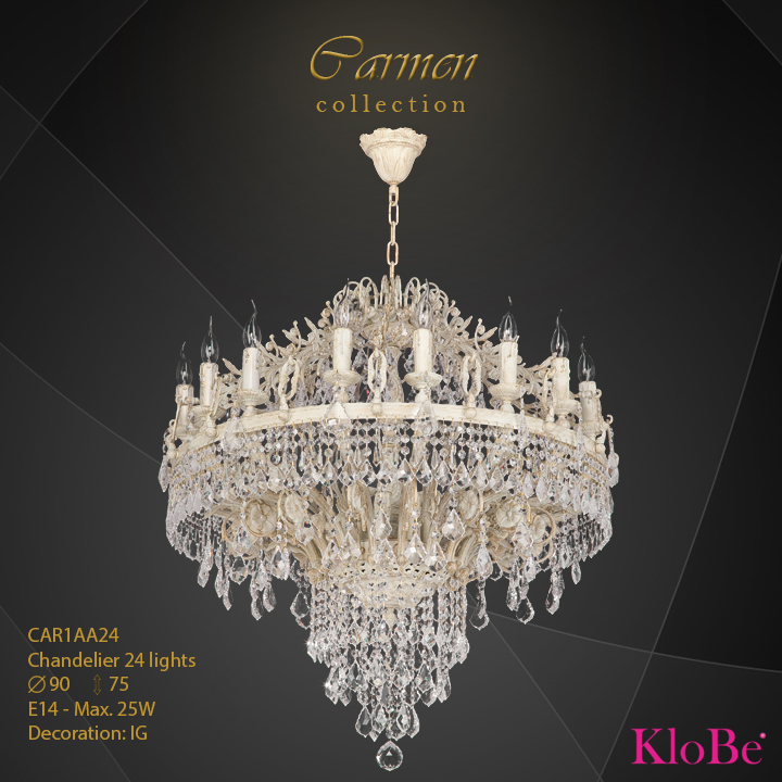 CAR1AA24 - Chandelier 24 L Carmen collection KloBe Classic