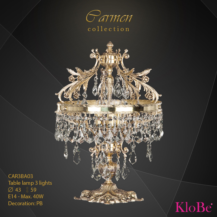 CAR3BA03 - Table lamp 3 L Carmen collection KloBe Classic