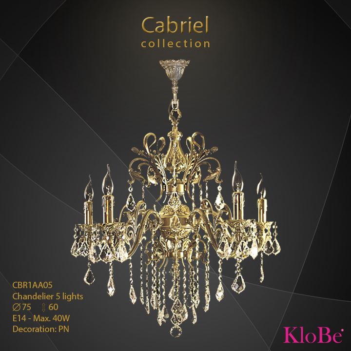 CBR1AA05 - Chandelier 5 L Cabriel collection KloBe Classic