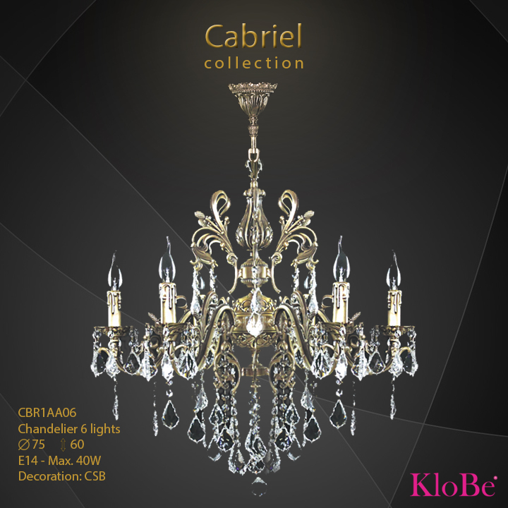 CBR1AA06 - Chandelier 6 L Cabriel collection KloBe Classic