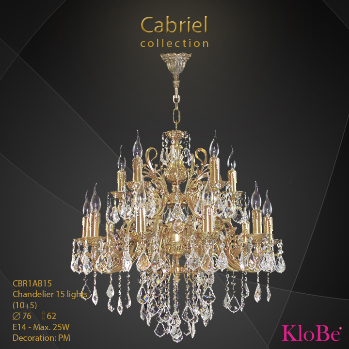 CBR1AB15 - Chandelier 15 L Cabriel collection KloBe Classic