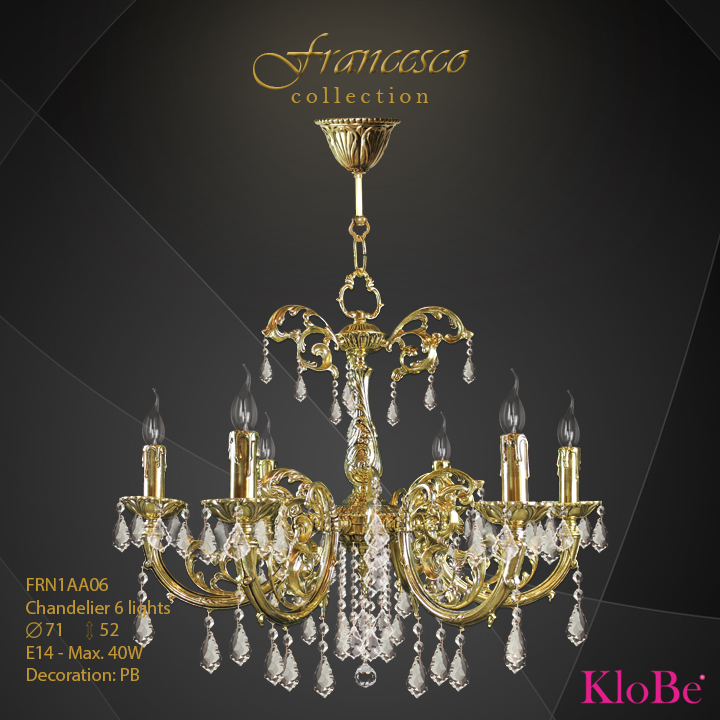 FRN1AA06 -Chandelier 6 L Francesco collection KloBe Classic