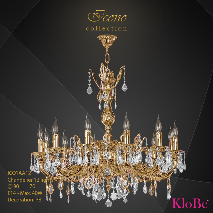 ICO1AA12 - Chandelier 12 L Icono collection KloBe Classic
