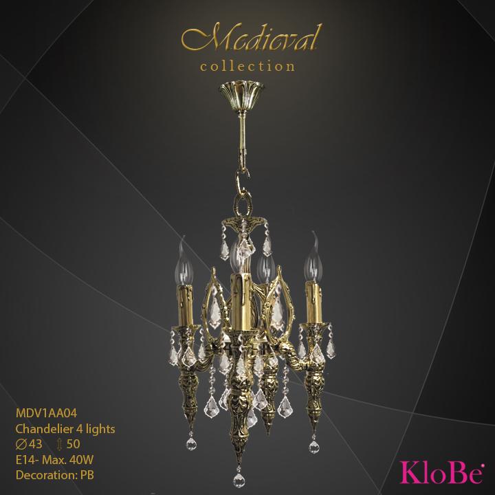 MDV1AA04  - CHANDELIER  4L  Medieval collection KloBe Classic