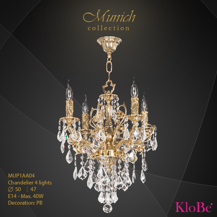 MUP1AA04 - Chandelier 4 L  Munich collection KloBe Classic